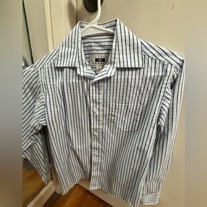 Joseph Abboud Blue and White Striped Button-Down Shirt
